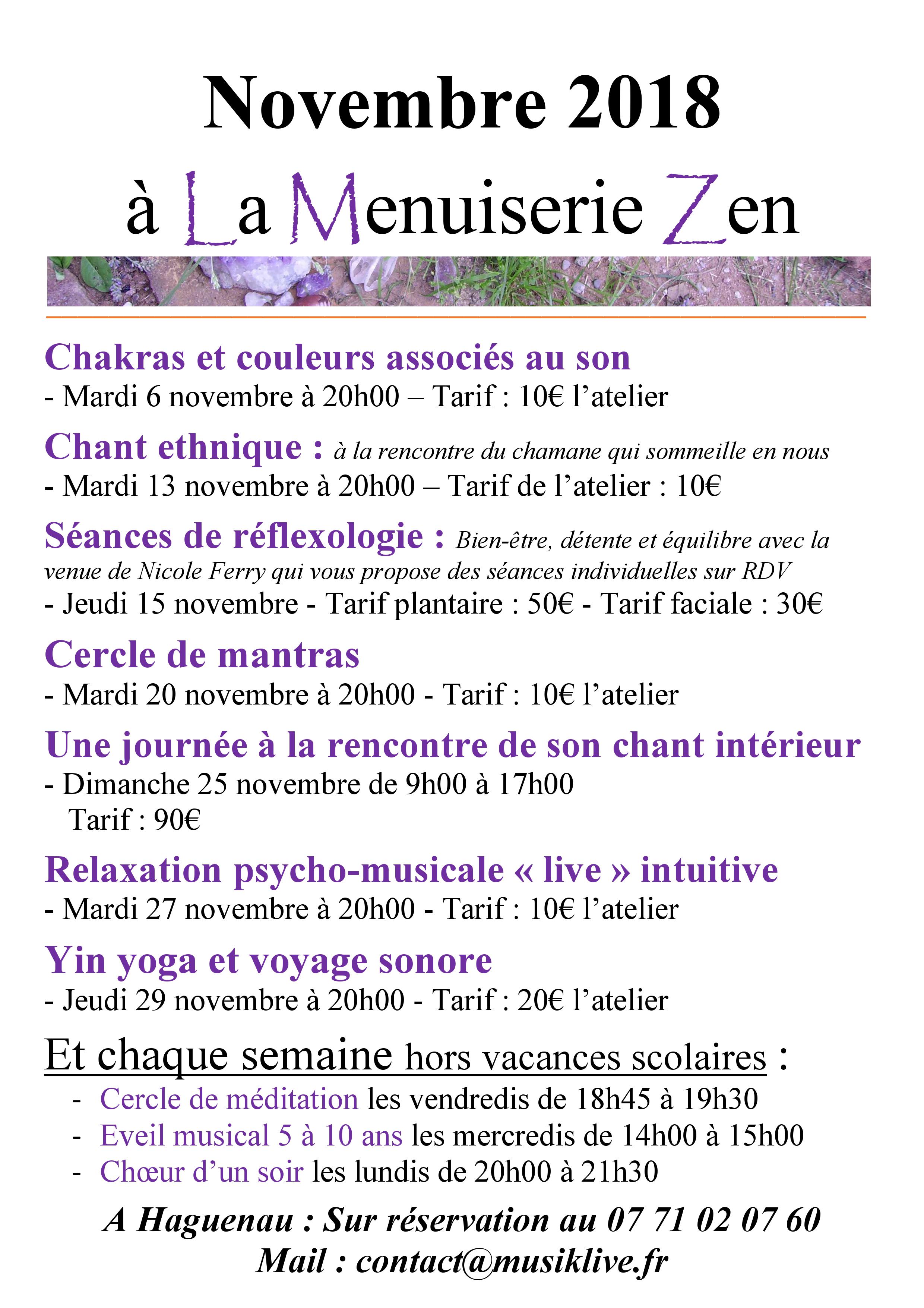 Novembre à la Menuiserie zen