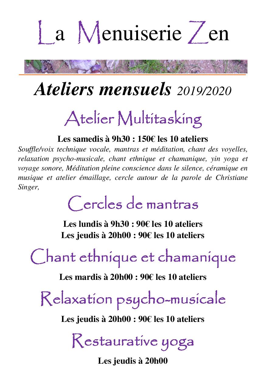 affiche ateliers mensuels 2019 2020